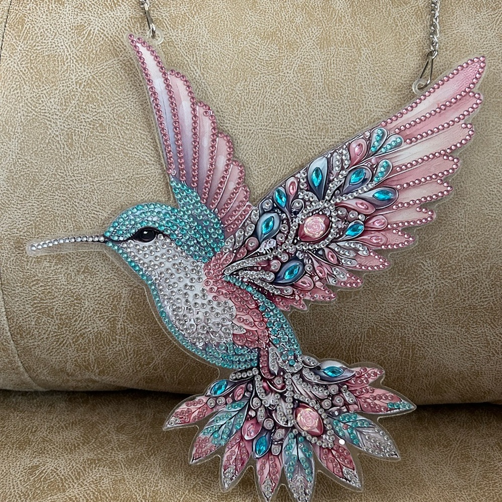 Elegant Pink and Blue Hummingbird        Hanging —  Pretty in Pink